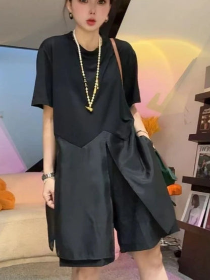 Oversized Tops Summer T Shirts 2026 Ropa Mujer Patchwork Fashion Camisetas O-neck Casual T-shirts Korean Tees Women's Clothes