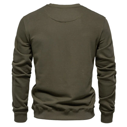 AIOPESON Cotton-blend Mens Crew Neck Solid Color Sweatshirts Pullover Casual Sport Sweatshirt for Men