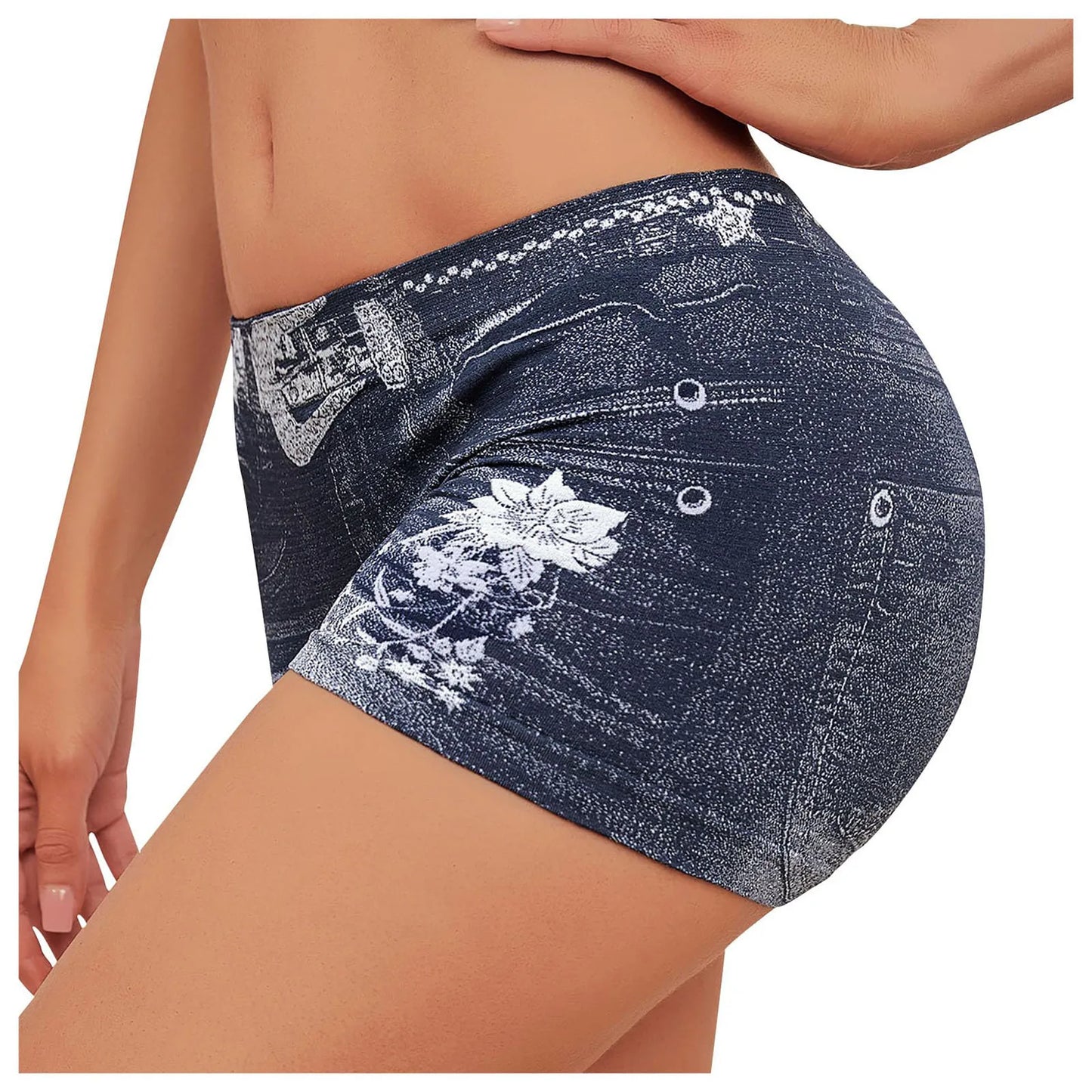 Sexy Hip Lifting Faux Jean Shorts Women's Low Waist Seamless Fitness Denim Shorts Hip Hop Y2k Sports Running Leggings Pants