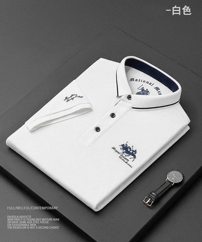 2024 High Quality Men's Cotton Embroidered Polo Shirt Summer New High-end Business Casual Lapel Short Sleeve T-shirt