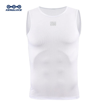 KEMALOCE Cycling Base Layer Men Sleevess Breathable White&Black&Blue Mesh Sleevess Vest Quick Dry Summer Sports&Run Undershirts