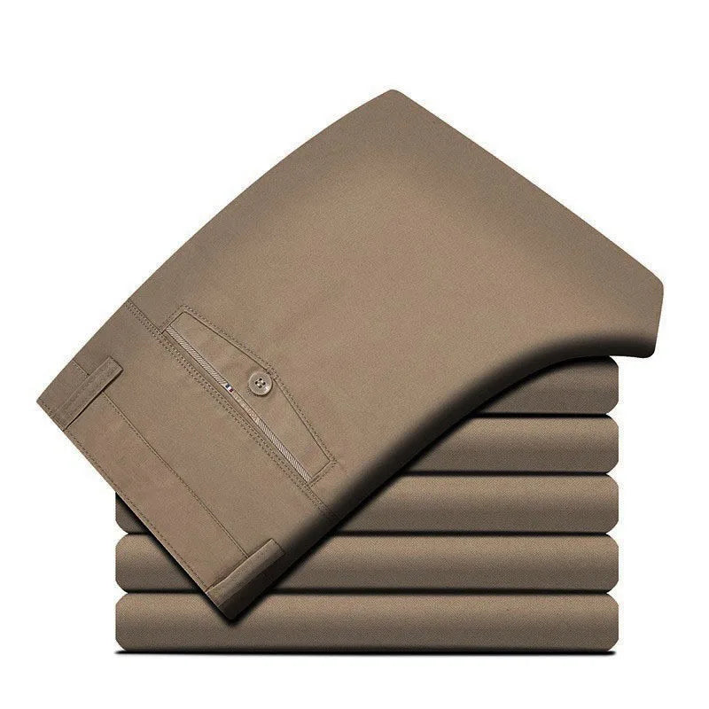 100 Cotton Men's Casual Pant Straight Cut Chino Trouser Male Formal Dress Office Work Golf Wear Summer Classic Business Khaki 40