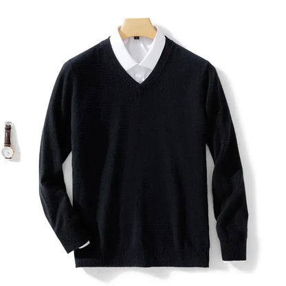 Cashmere Sweater V-neck Pullovers Men's Loose Oversized M-3XL Knitted Bottom Shirt Spring Autumn New Korean Casual Men Top