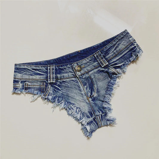 Triangle Shorts For Women Vintage Raw Edge Beach Low Waist Lifting Butt Hot Pants Women Nightclub Dancing Clothes Denim Shorts