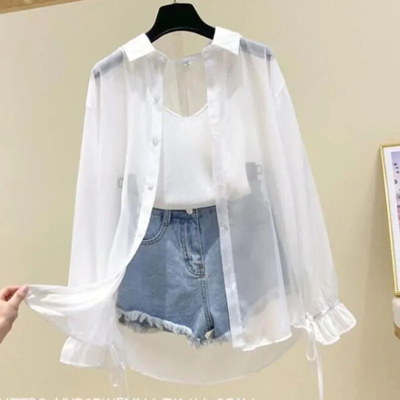 Summer Thin Loose Button-Up Shirt