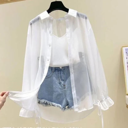 Summer Thin Loose Button-Up Shirt