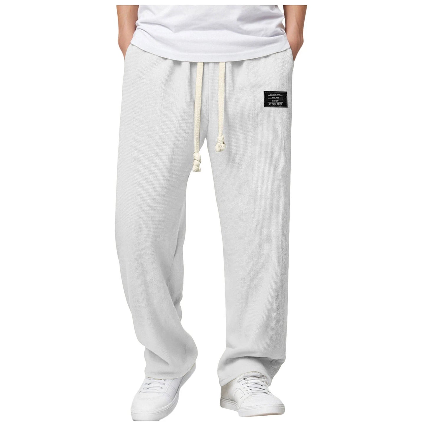 Men's Summer Casual Sports Solid Color Loose Wide Leg Trousers Stocking Gift Boy