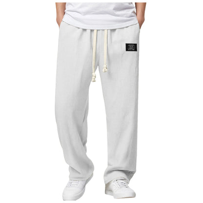 Men's Summer Casual Sports Solid Color Loose Wide Leg Trousers Stocking Gift Boy