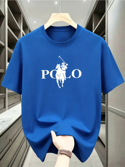 Men's Summer Simple and Fashionable Casual Business Short Sleeved T-shirt Round Neck Solid Color Sports Quick Drying Top