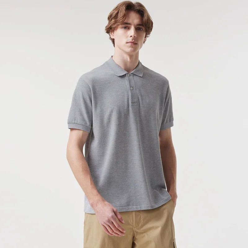 2026 Summer Men Lapel Polo T-shirt Soft Cotton Animal Embroidery Slim Fit Daily Office Casual Short Sleeve Tops