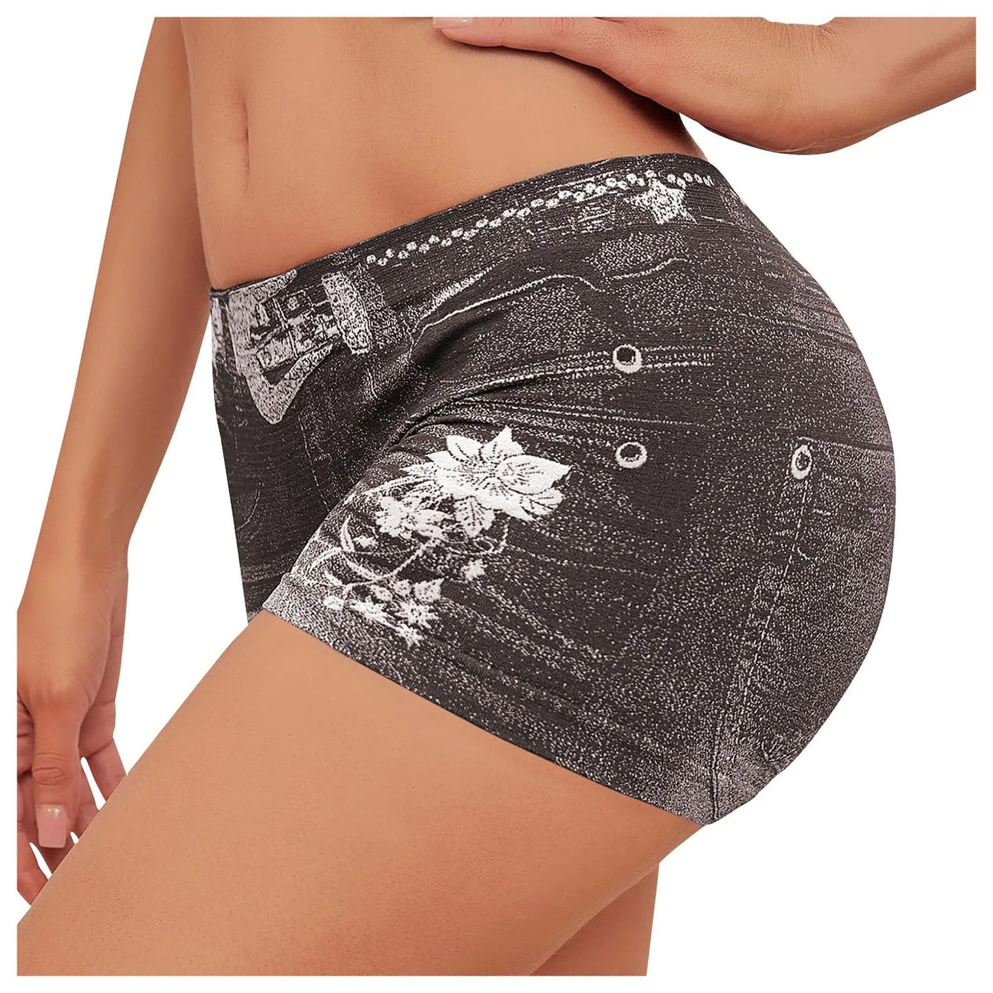 Sexy Hip Lifting Faux Jean Shorts Women's Low Waist Seamless Fitness Denim Shorts Hip Hop Y2k Sports Running Leggings Pants