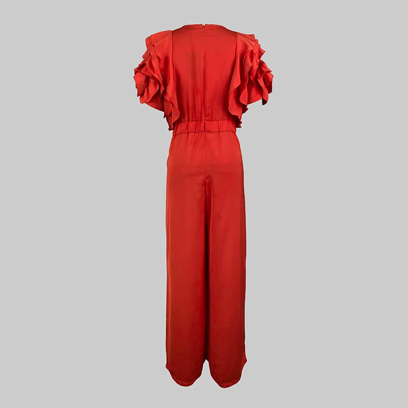Red Romper Jumpsuit Woman