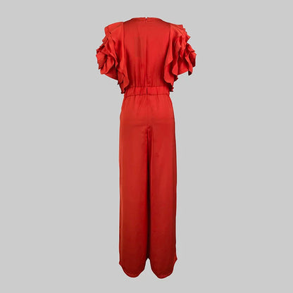 Red Romper Jumpsuit Woman