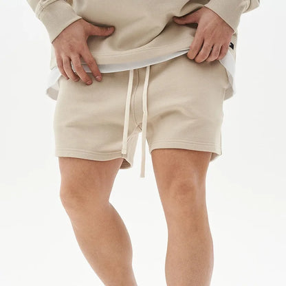 Men's Summer Casual Basketball Gym Workout Shorts Loose Fit Streetwear Drawstring Knitted Cotton Breathable Training Athletic‌
