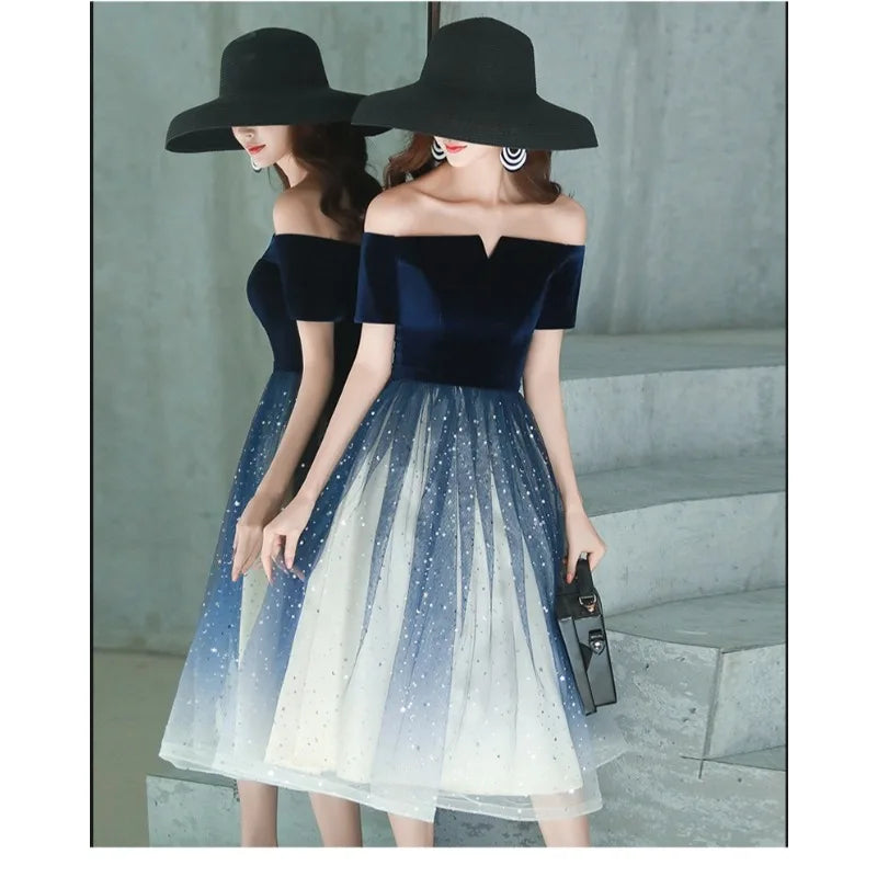 2026 Summer Women's New High Quality Luxury Black Glitter Host Performance One Shoulder Banquet Slimming Evening Dress