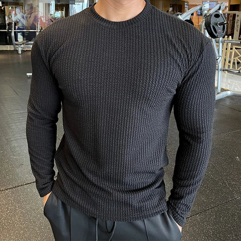 Men's Waffle Knit Shirt, Slim Fit Thermal Wear, Long Sleeve Base Layer