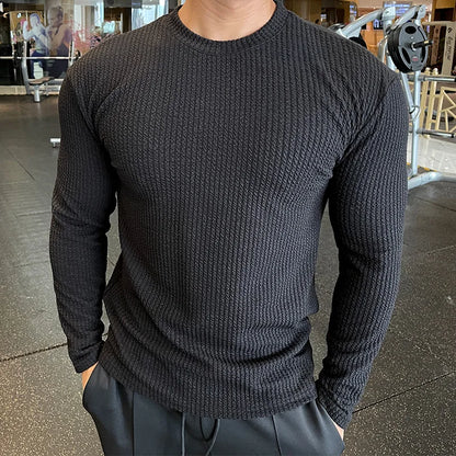 Men's Waffle Knit Shirt, Slim Fit Thermal Wear, Long Sleeve Base Layer