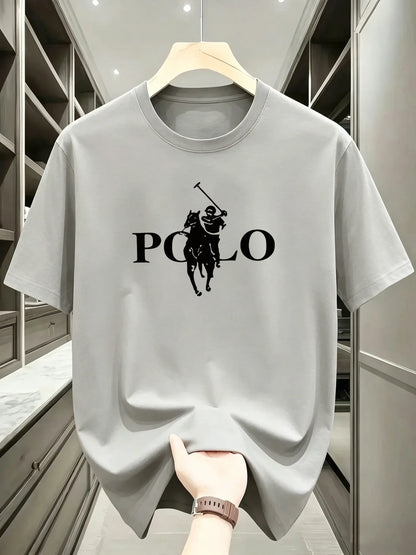 Men's Summer Simple and Fashionable Casual Business Short Sleeved T-shirt Round Neck Solid Color Sports Quick Drying Top