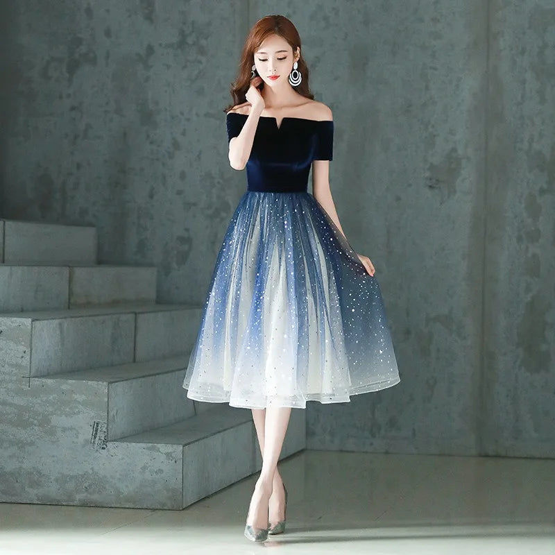 2026 Summer Women's New High Quality Luxury Black Glitter Host Performance One Shoulder Banquet Slimming Evening Dress