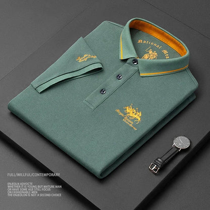 2024 High Quality Men's Cotton Embroidered Polo Shirt Summer New High-end Business Casual Lapel Short Sleeve T-shirt