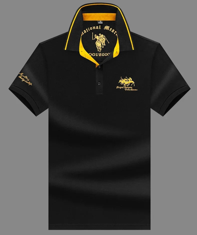 2024 High Quality Men's Cotton Embroidered Polo Shirt Summer New High-end Business Casual Lapel Short Sleeve T-shirt