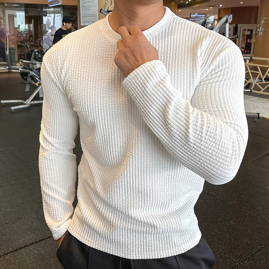 Men's Waffle Knit Shirt, Slim Fit Thermal Wear, Long Sleeve Base Layer