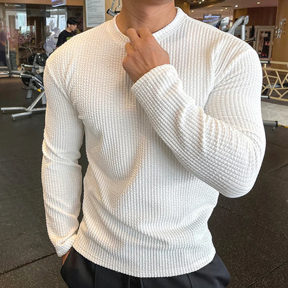 Men's Waffle Knit Shirt, Slim Fit Thermal Wear, Long Sleeve Base Layer