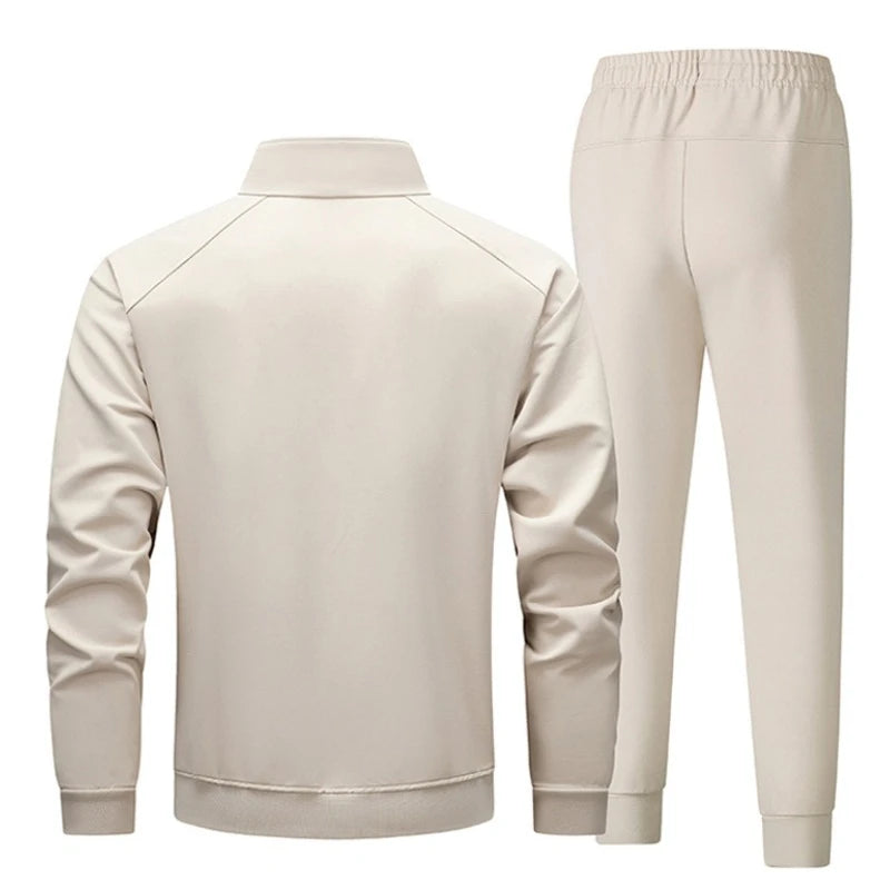 Spring Solid Tracksuit Men Casual Joggers Set Zip Up Sportswear Jackets + Pants 2 Piece Men's Sets Hip Hop Running Sports Suit