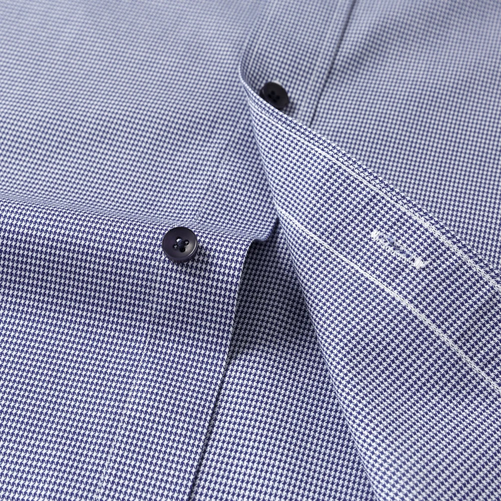 Men's Breathable Houndstooth Print Wrinkle-Free Dress Shirt Soft Long Sleeve Casual Button Down Blouse Business Daily Essential