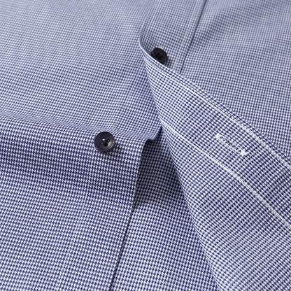 Men's Breathable Houndstooth Print Wrinkle-Free Dress Shirt Soft Long Sleeve Casual Button Down Blouse Business Daily Essential