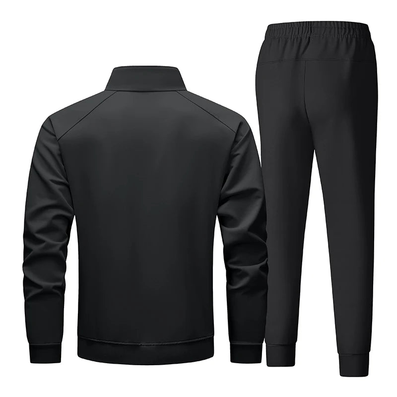 Spring Solid Tracksuit Men Casual Joggers Set Zip Up Sportswear Jackets + Pants 2 Piece Men's Sets Hip Hop Running Sports Suit