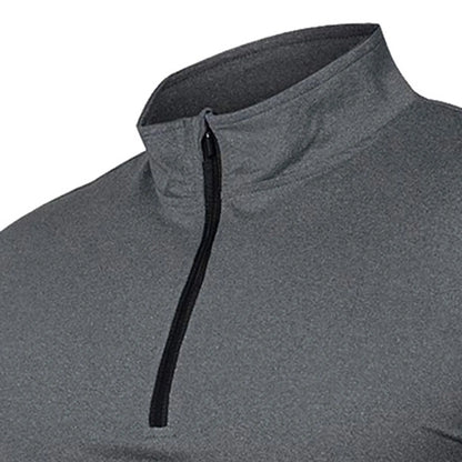 Men'S Active Sports Shirts Soild Quarter Zip Long Sleeve Running Pullover Tops Outdoor Sweatshirt Summer Breathable Shirt