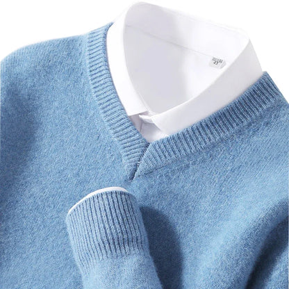 Cashmere Sweater V-neck Pullovers Men's Loose Oversized M-3XL Knitted Bottom Shirt Spring Autumn New Korean Casual Men Top