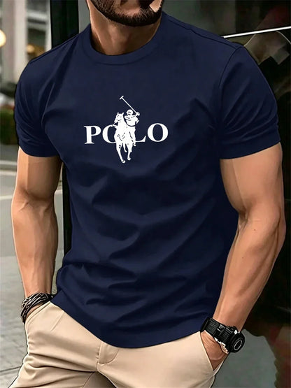 Men's Summer Simple and Fashionable Casual Business Short Sleeved T-shirt Round Neck Solid Color Sports Quick Drying Top