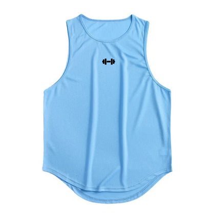 Gym Fitness Bodybuilding Sport Vests Mesh Breathable Quick Dry Running Tank Tops Mens Workout Muscle Casual Elastic T-shirts