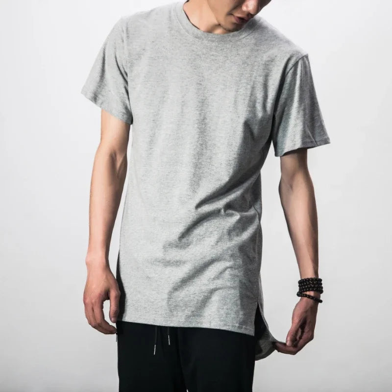 MRMT 2026 Brand New Front Short Back Long Side Slit Men's Tee Long Hem Short Sleeve T-shirt Man's T-shirt Tops For Male
