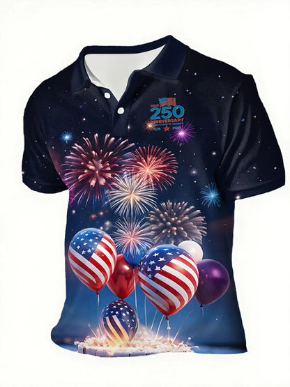 Men's USA Patriotic Polo Shirt 3D Print Big USA Letter USA Flag Short Sleeve Casual Athletic Top 2026 clothing
