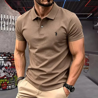 High end brand 100% Pure Cotton Men's Short Sleeve Polo Shirt 2026 Summer Luxury Fashion Pony embroidery Golf Top Casual T-shirt