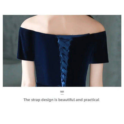 2026 Summer Women's New High Quality Luxury Black Glitter Host Performance One Shoulder Banquet Slimming Evening Dress