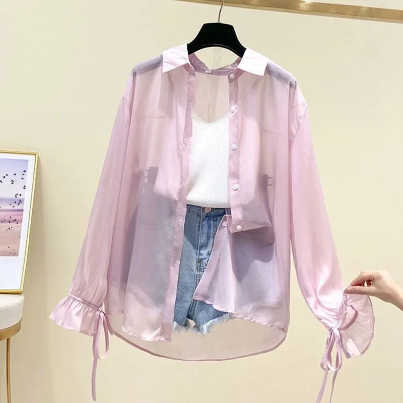 Summer Thin Loose Button-Up Shirt