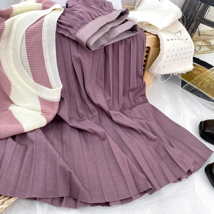 High Waist Pleated Skirt