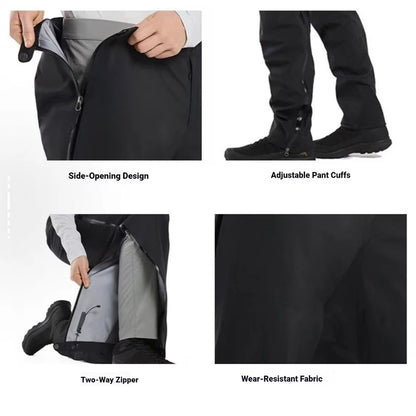 Fanuocetar Mens Waterproof Tactical Hiking Pants Summer Side Open Zipper Climbing Camping Fishing Rainproof Outdoor Trousers SGK