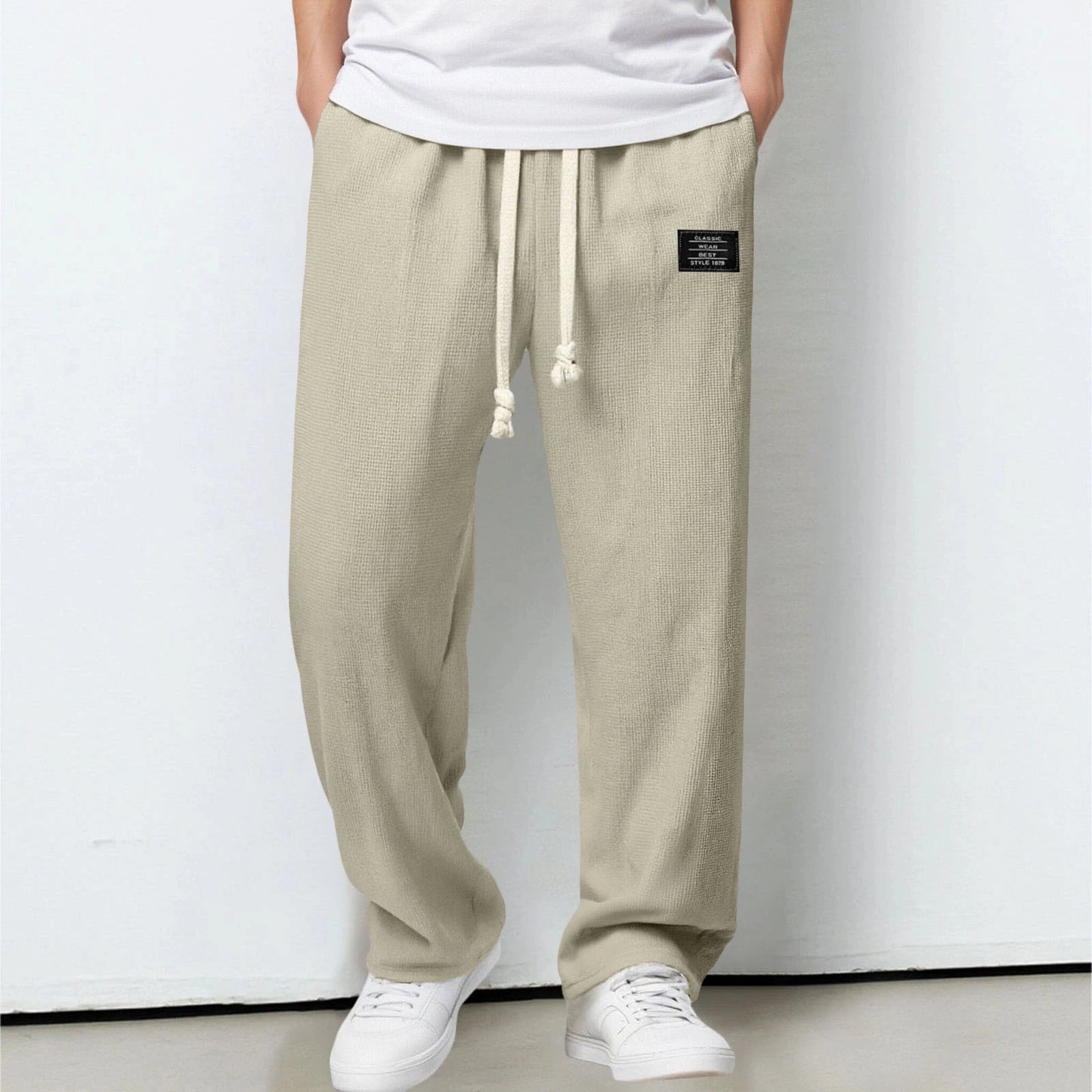 Men's Summer Casual Sports Solid Color Loose Wide Leg Trousers Stocking Gift Boy