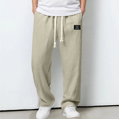 Men's Summer Casual Sports Solid Color Loose Wide Leg Trousers Stocking Gift Boy