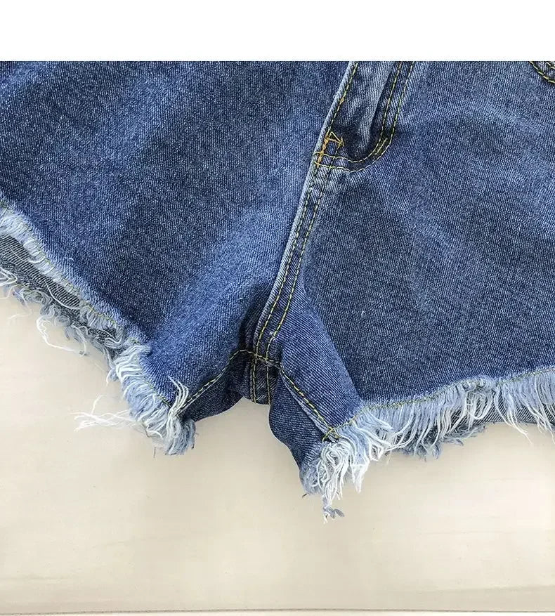 Women's 2026 High Waist Raw Edge Wide Leg Solid Denim Korean Casual Summer Shorts