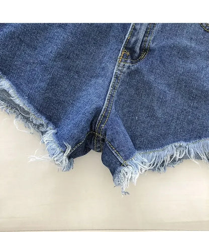 Women's 2026 High Waist Raw Edge Wide Leg Solid Denim Korean Casual Summer Shorts