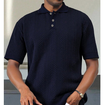 US Size New Men Knit Shirt Short Sleeve Polo Shirts Solid Button Knit Polo Shirt Summer Light Weight Shirts