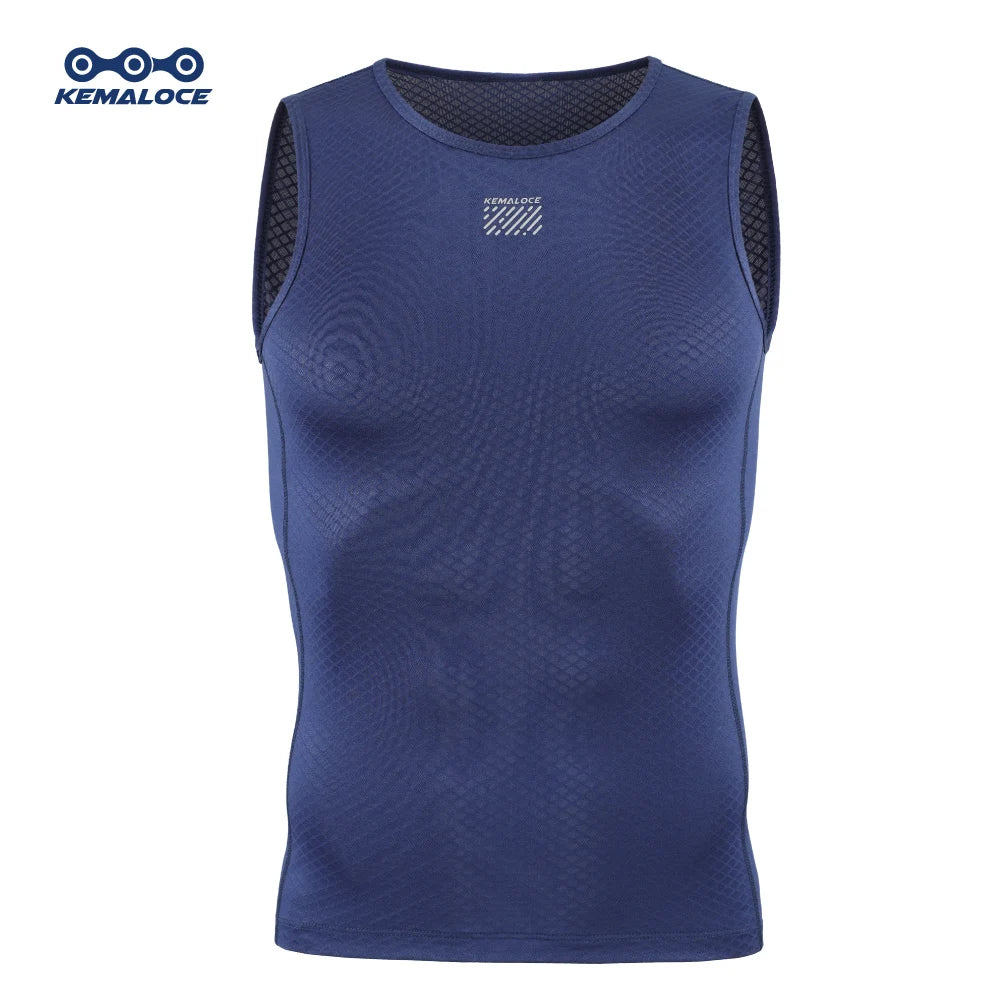 KEMALOCE Cycling Base Layer Men Sleevess Breathable White&Black&Blue Mesh Sleevess Vest Quick Dry Summer Sports&Run Undershirts