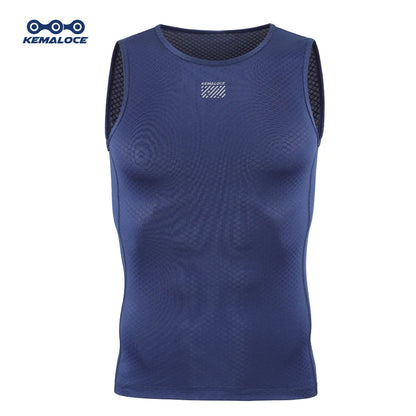 KEMALOCE Cycling Base Layer Men Sleevess Breathable White&Black&Blue Mesh Sleevess Vest Quick Dry Summer Sports&Run Undershirts