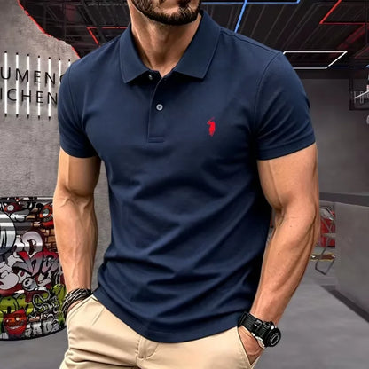 High end brand 100% Pure Cotton Men's Short Sleeve Polo Shirt 2026 Summer Luxury Fashion Pony embroidery Golf Top Casual T-shirt